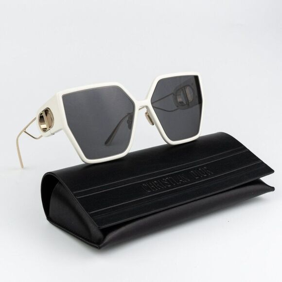NEW Dior 30MONTAIGNE BU 95A1 Shiny Ivory Gold Smoke Women Geometric Sunglasses - Picture 3 of 13